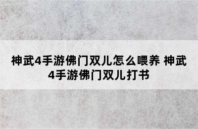 神武4手游佛门双儿怎么喂养 神武4手游佛门双儿打书